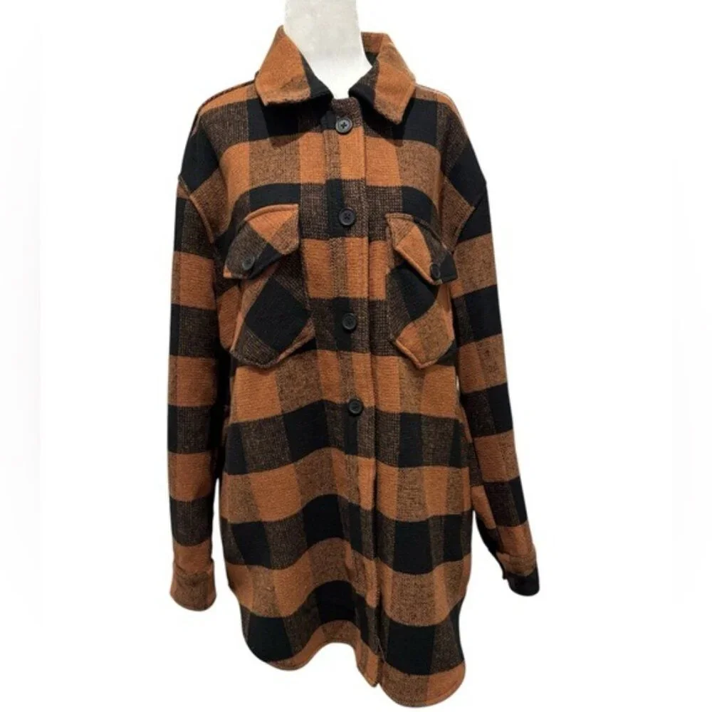 NWT RDI Orange & Black Plaid Jacket XL